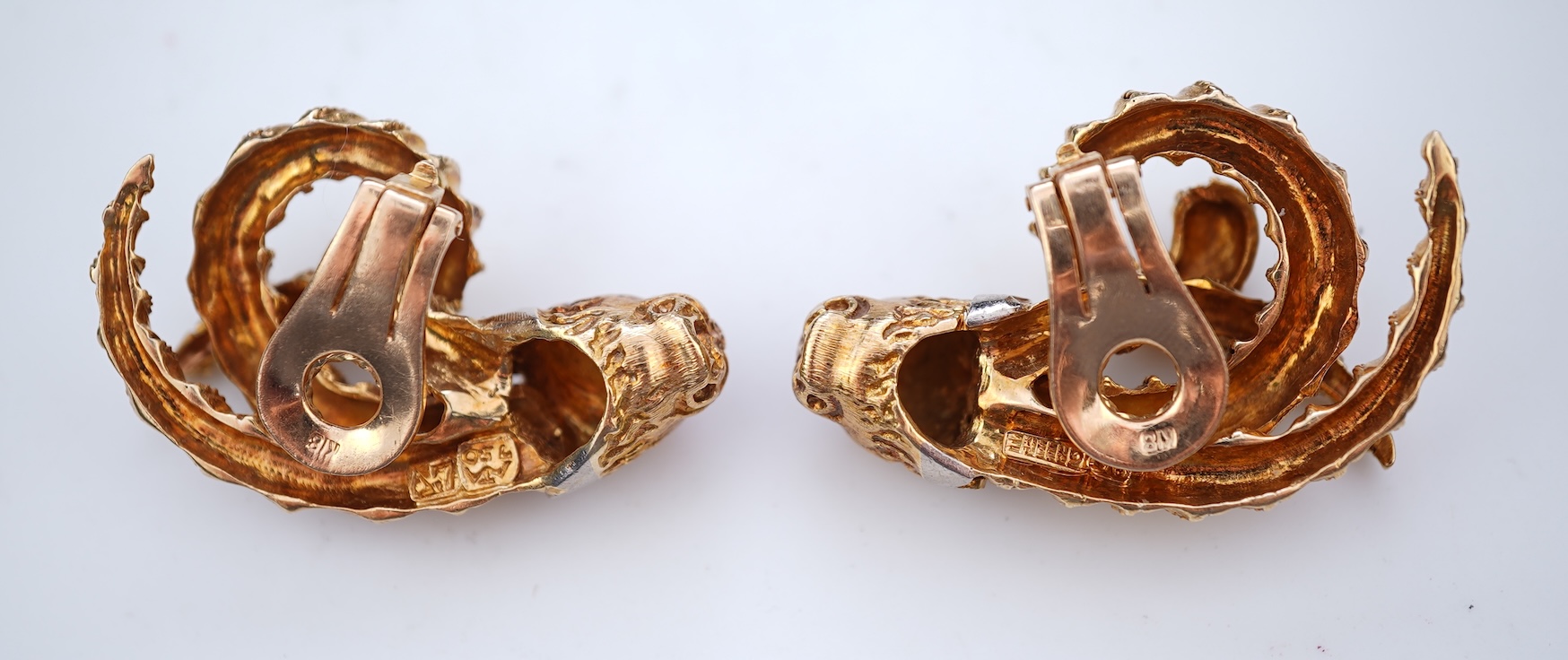 A pair of gold ear clips, Greece
